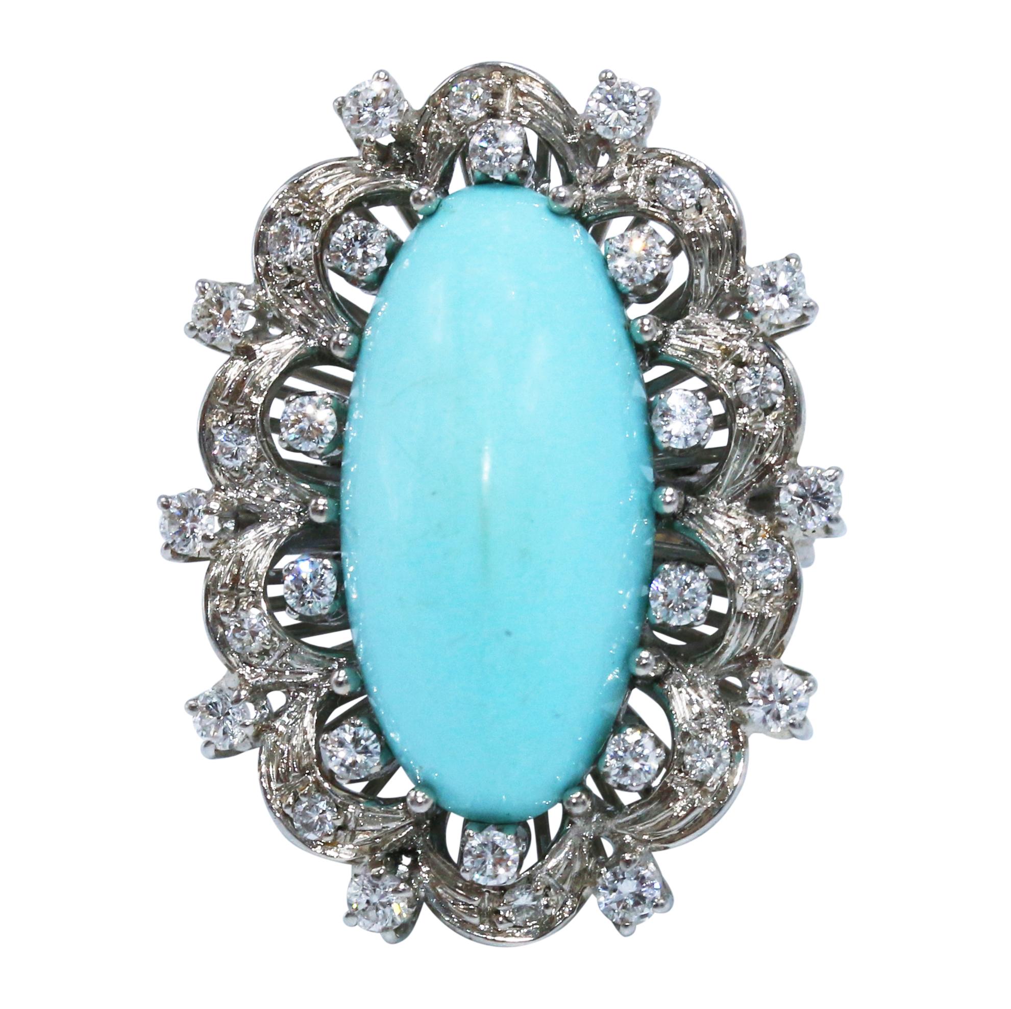 Turquoise and Diamond Cocktail Ring