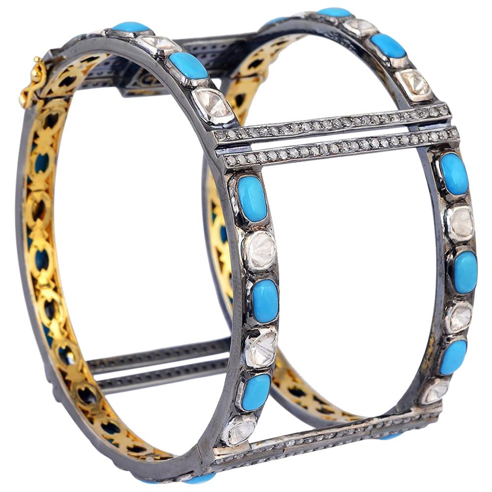 Turquoise and Diamond Cuff