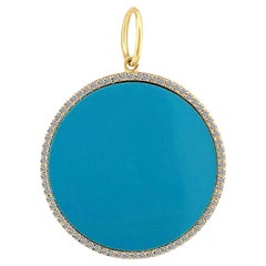 Turquoise and Diamond Disc Charm