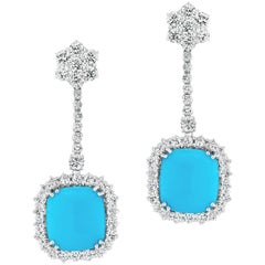 Boucles d'oreilles en goutte turquoise et diamant