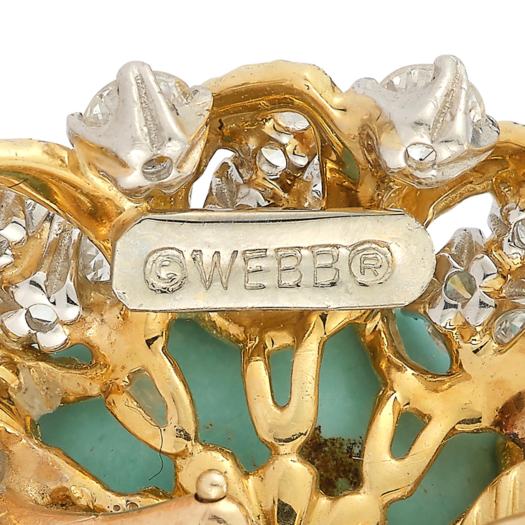 Boucles d'oreilles en turquoise et diamants de David Webb Pour femmes en vente