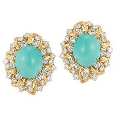 Turquoise and Diamond Earrings by David Webb
