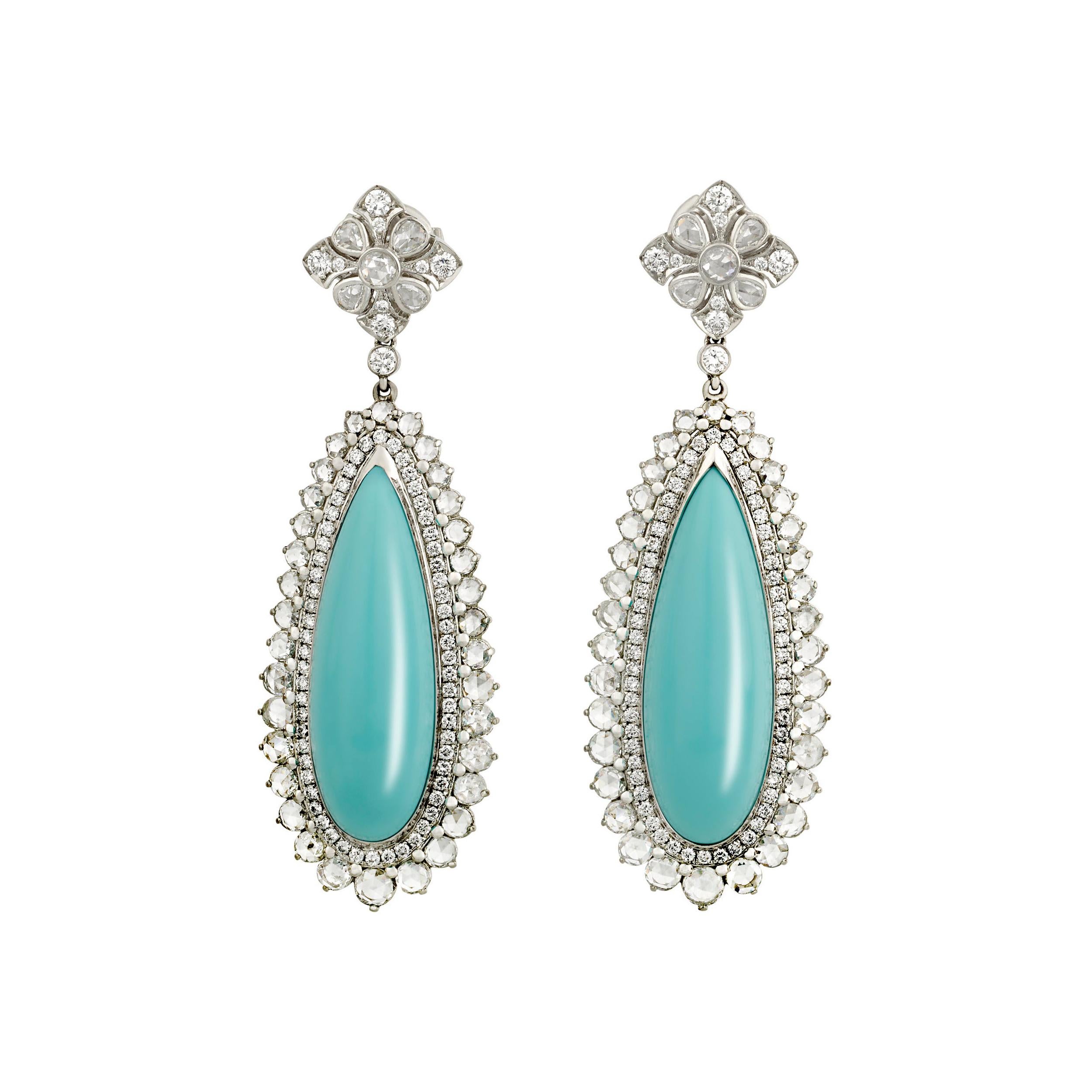 Turquoise and Diamond Earrings by Tiffany & Co.