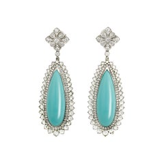 Vintage Turquoise and Diamond Earrings by Tiffany & Co.