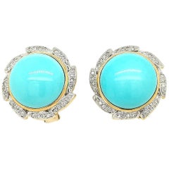 Turquoise and Diamond Earrings