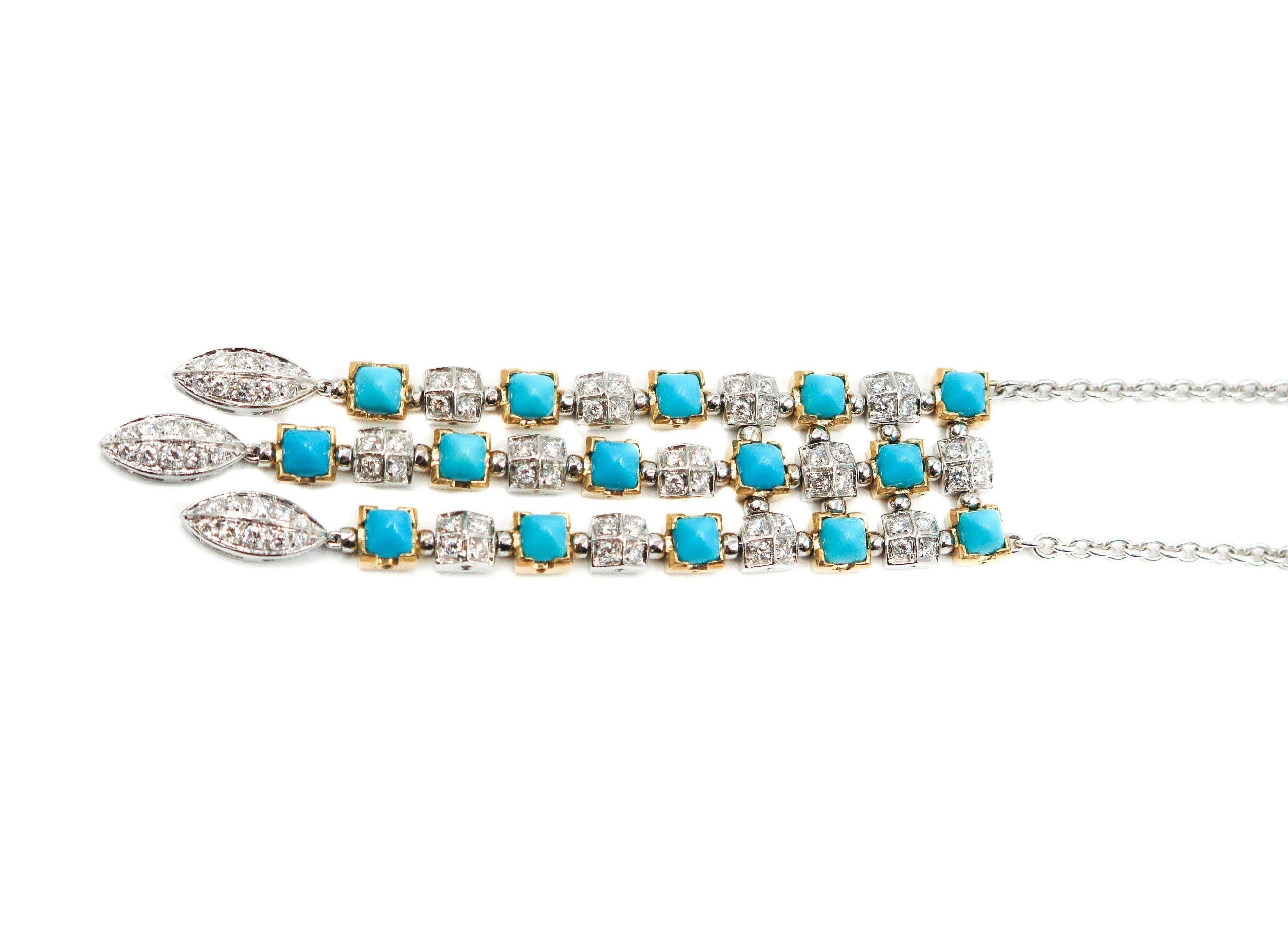 Turquoise and Diamond White Gold Necklace 1