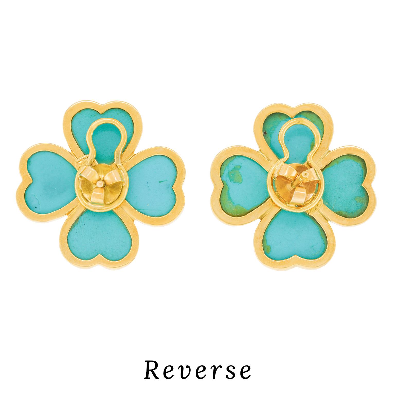Turquoise and Diamond Flower Power Earrings 3