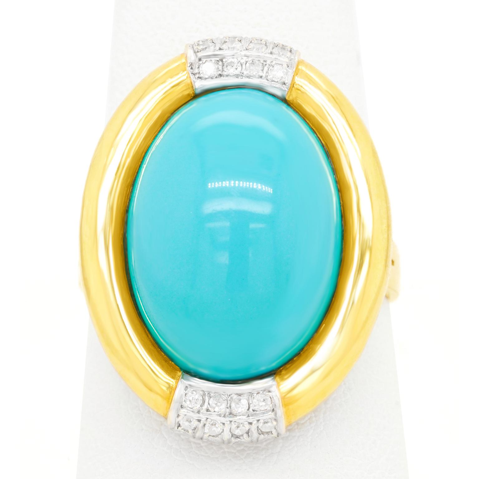 Turquoise and Diamond Gold Ring 4