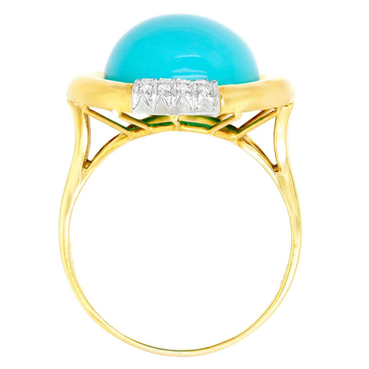 Turquoise and Diamond Gold Ring 3