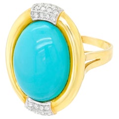 Turquoise and Diamond Gold Ring