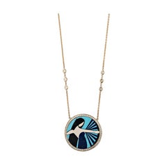 Turquoise and Diamond Inlay Zodiac Necklace