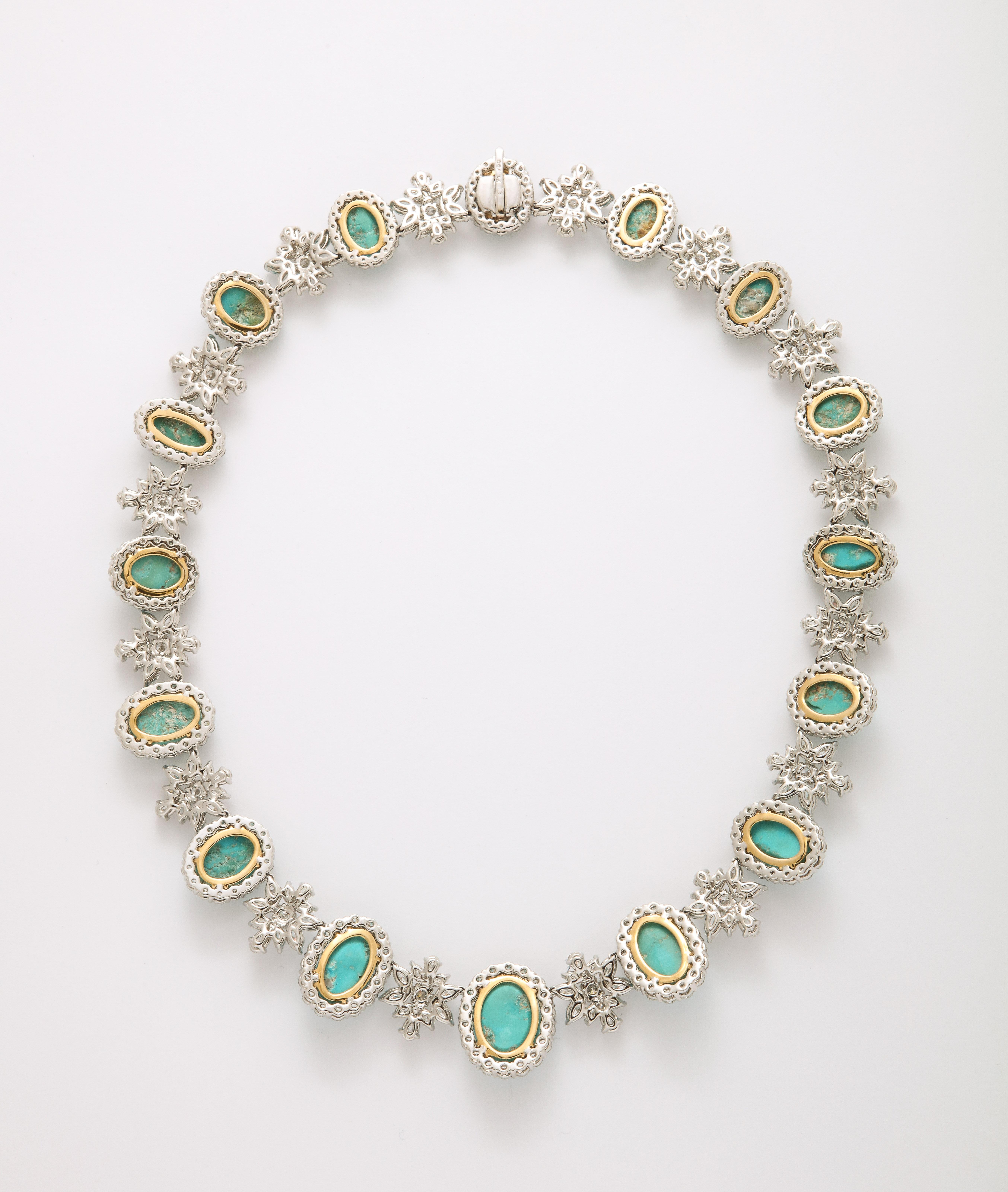 Turquoise and Diamond Necklace In New Condition For Sale In New York, NY
