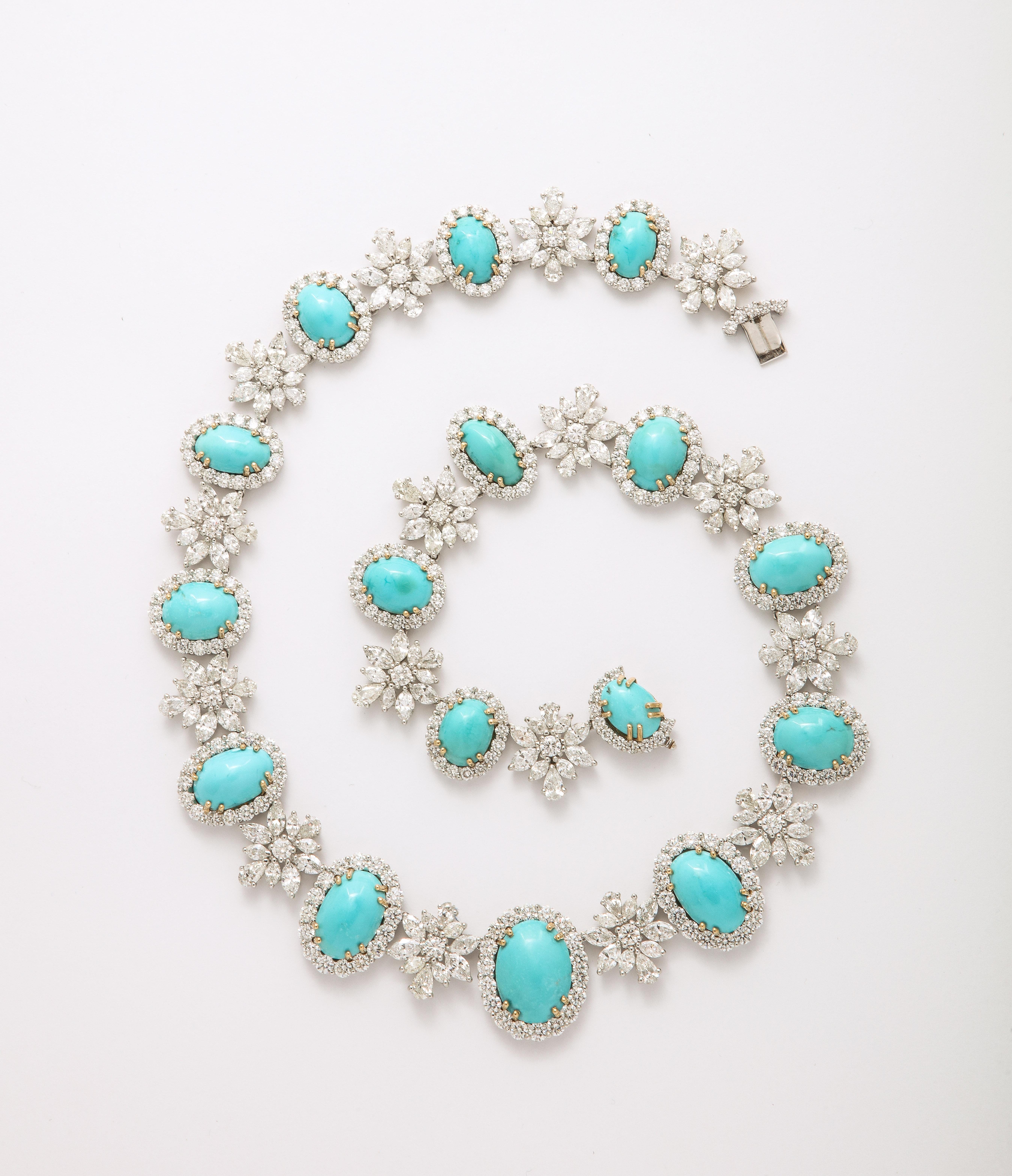 Women's Turquoise and Diamond Necklace For Sale