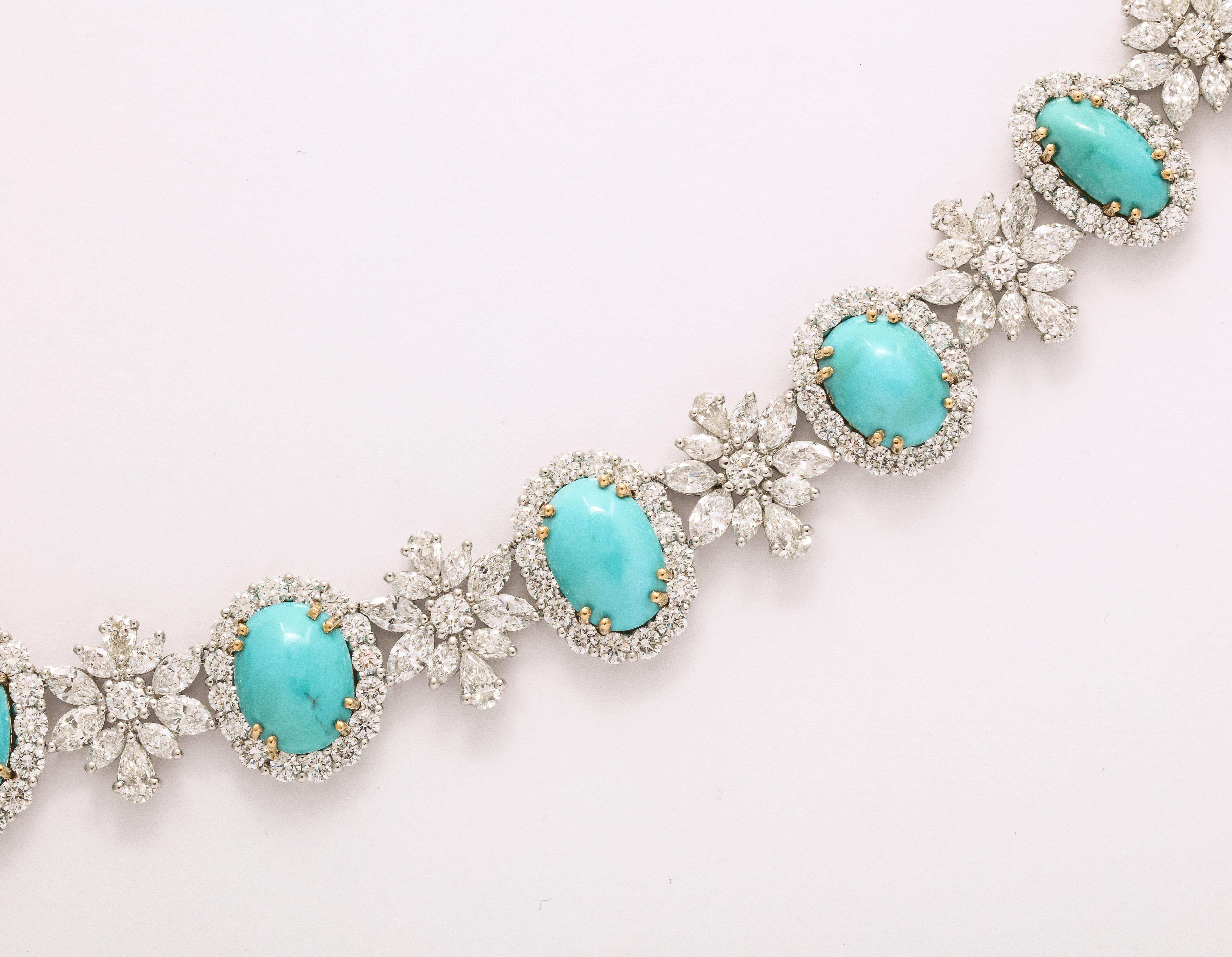 Turquoise and Diamond Necklace For Sale 2