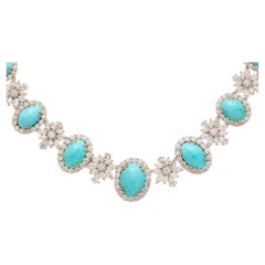 Collier de turquoises et de diamants 