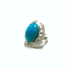Turquoise and Diamond Open Work Cocktail Ring