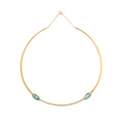 Turquoise and Diamond 'Pacific Moons' 18 Karat Gold Necklace Collar