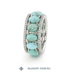 Turquoise and Diamond 'Pacific Moons' Eternity Ring in 18 Karat Gold