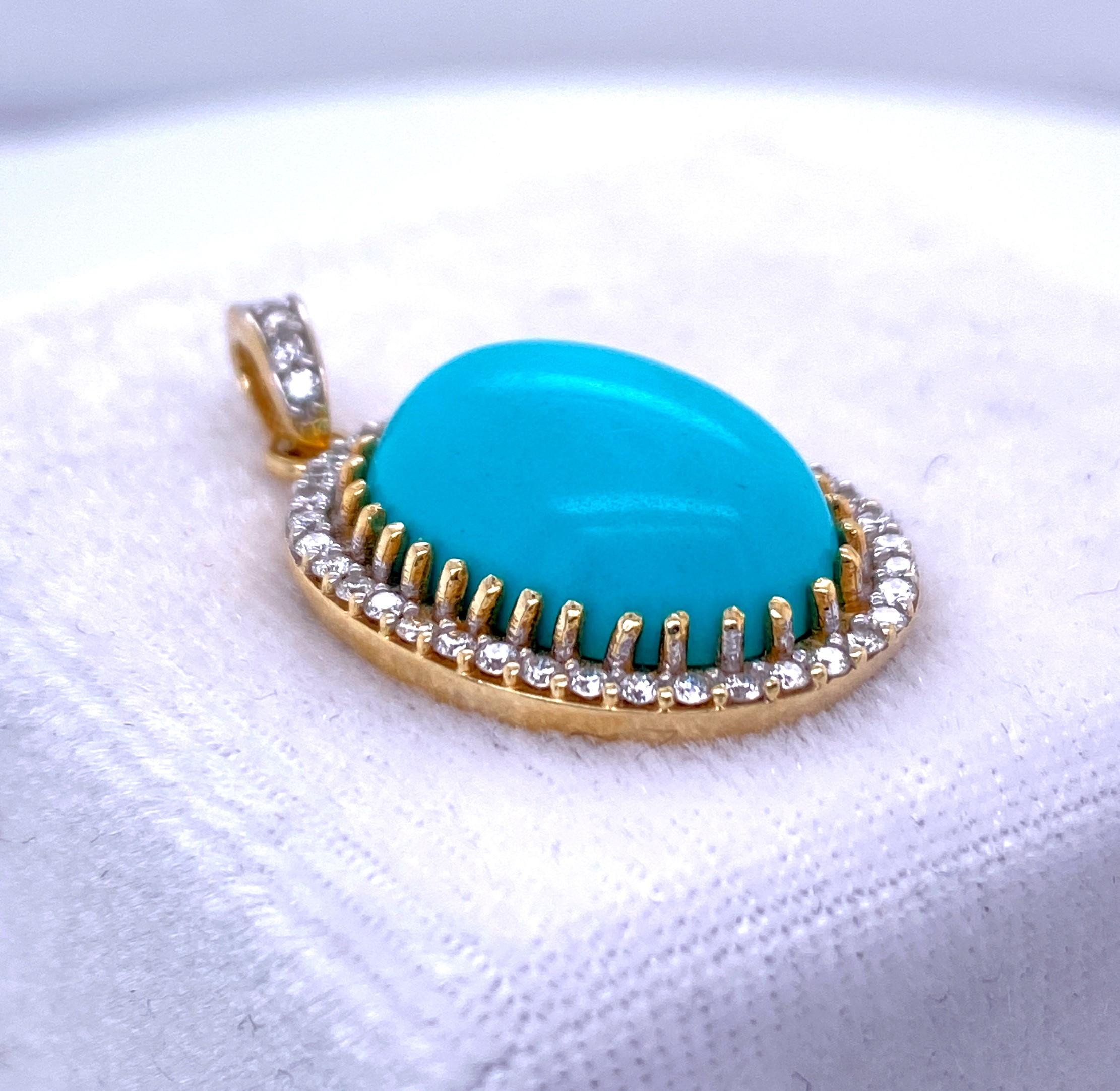 Modern Turquoise and Diamond Pendant