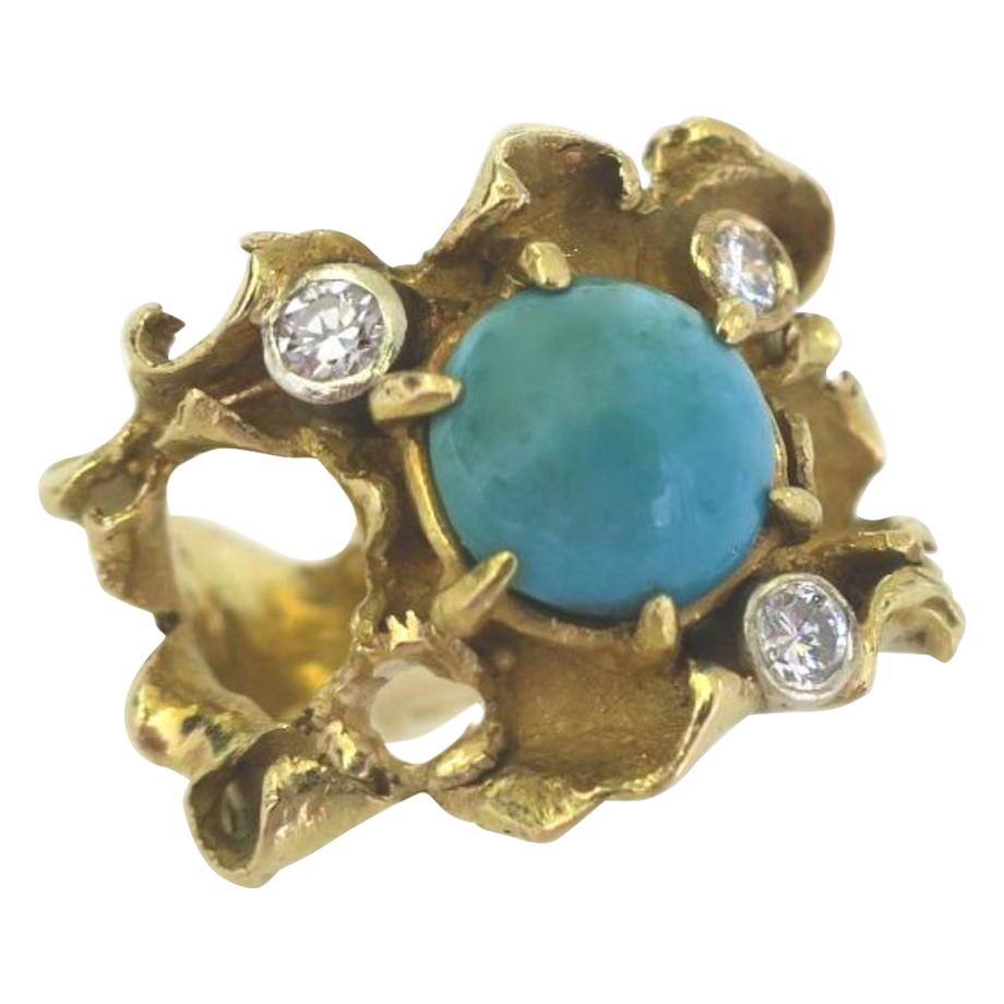 Turquoise and Diamond Ring, circa 1960