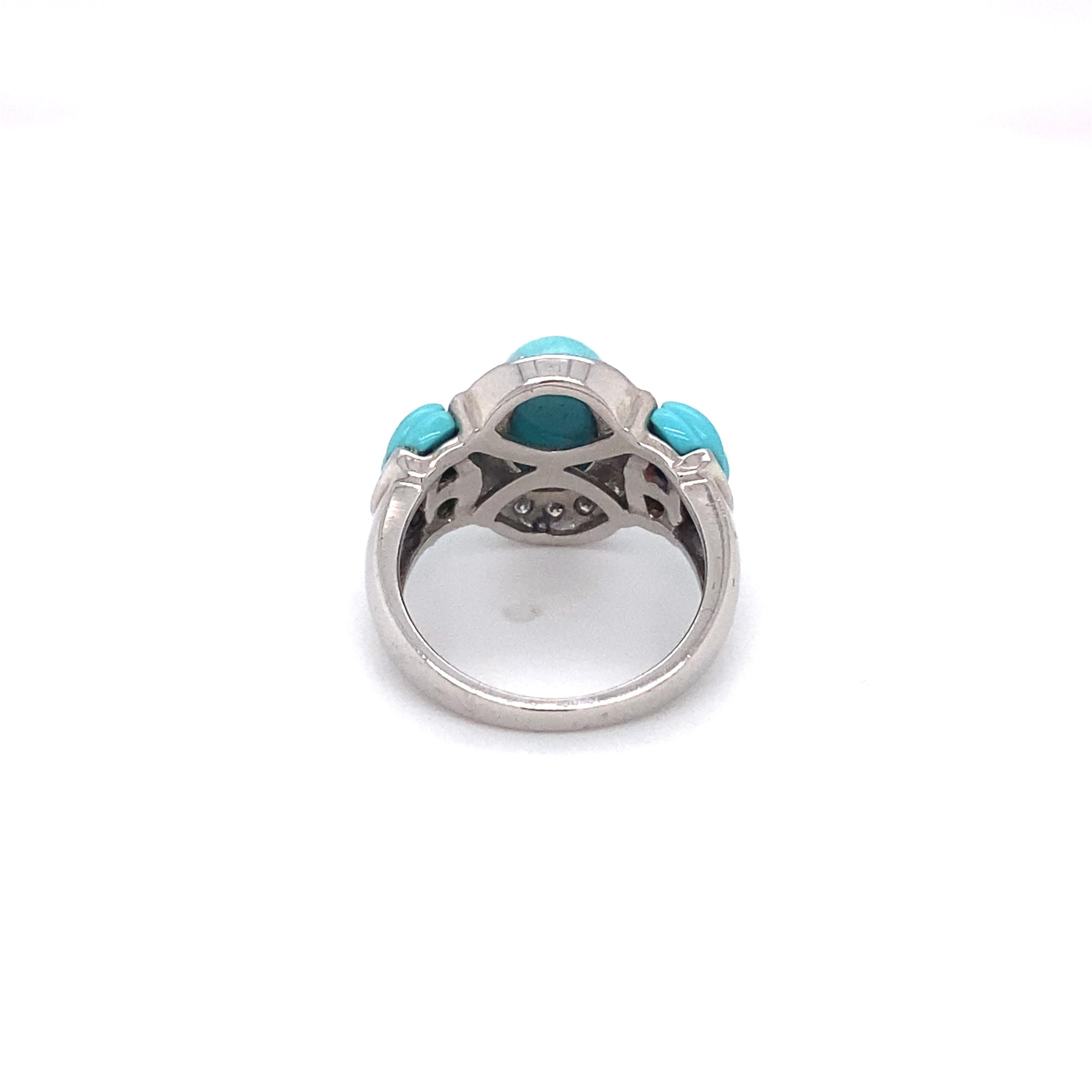 Retro Turquoise and Diamond Ring in 14 Karat Gold