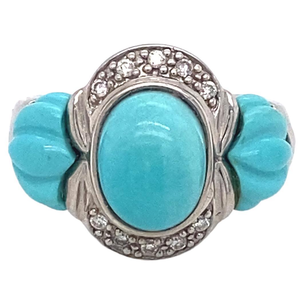 Turquoise and Diamond Ring in 14 Karat Gold