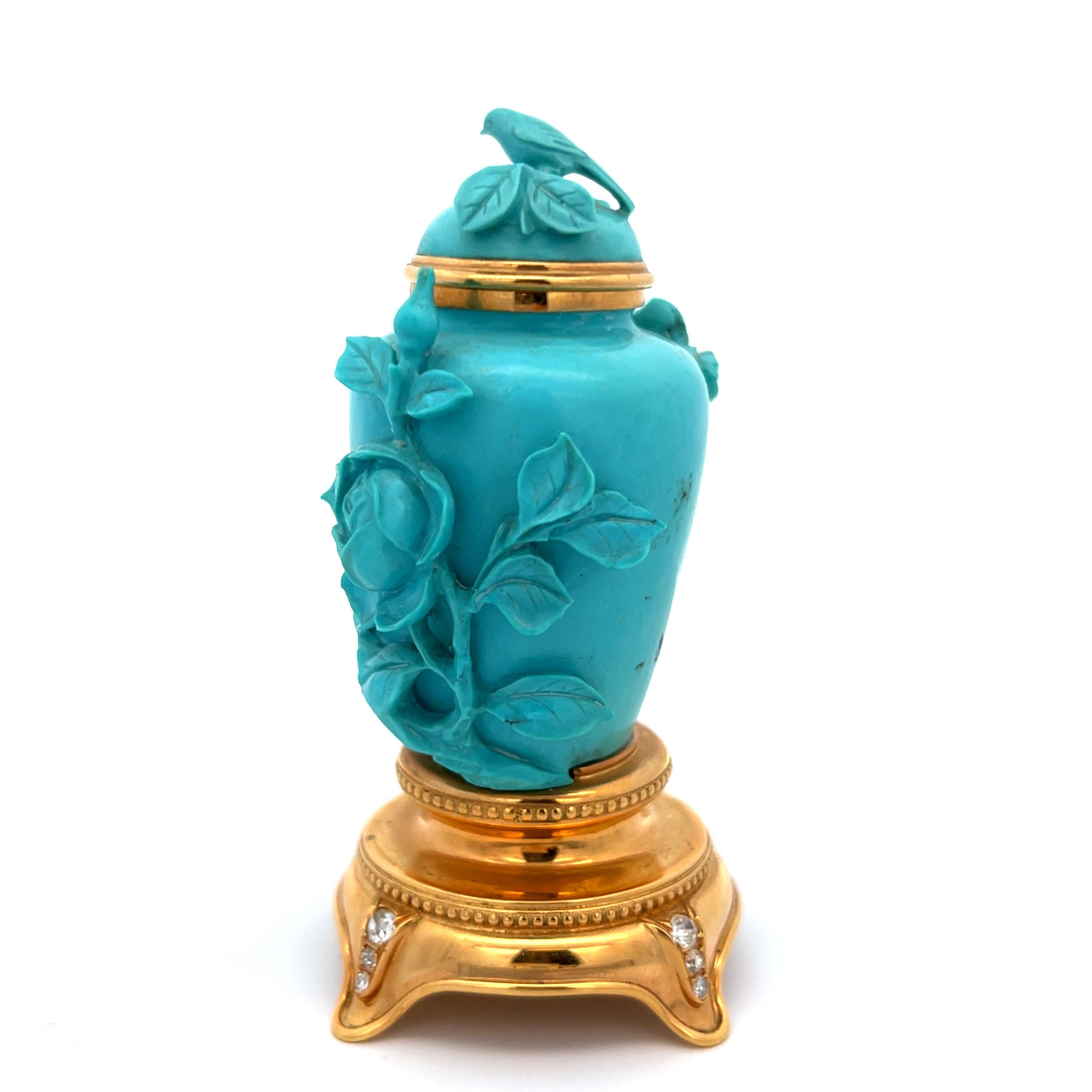 Flacon à priser en turquoise et diamant en vente 6
