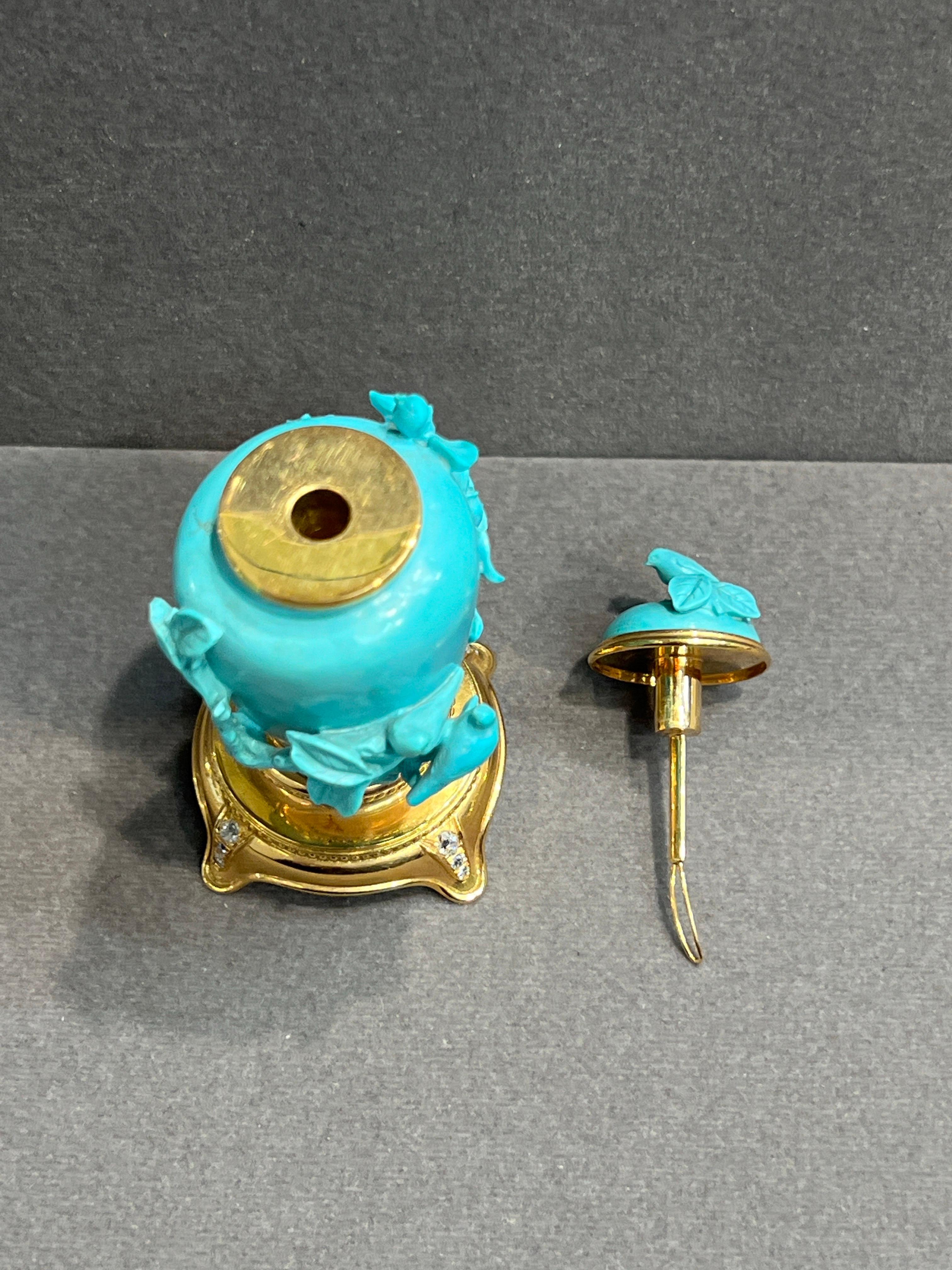 Flacon à priser en turquoise et diamant Unisexe en vente