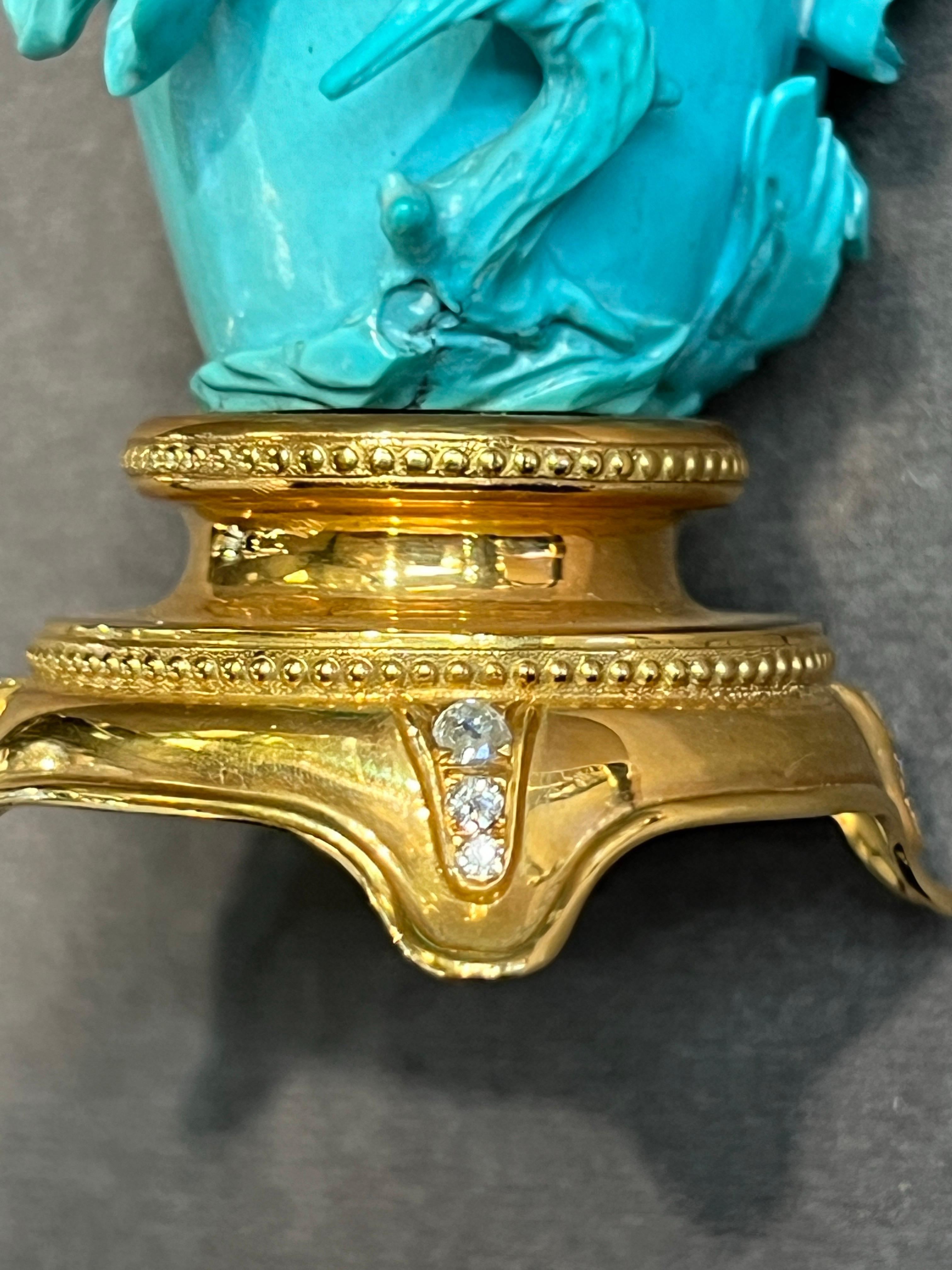 Flacon à priser en turquoise et diamant en vente 2