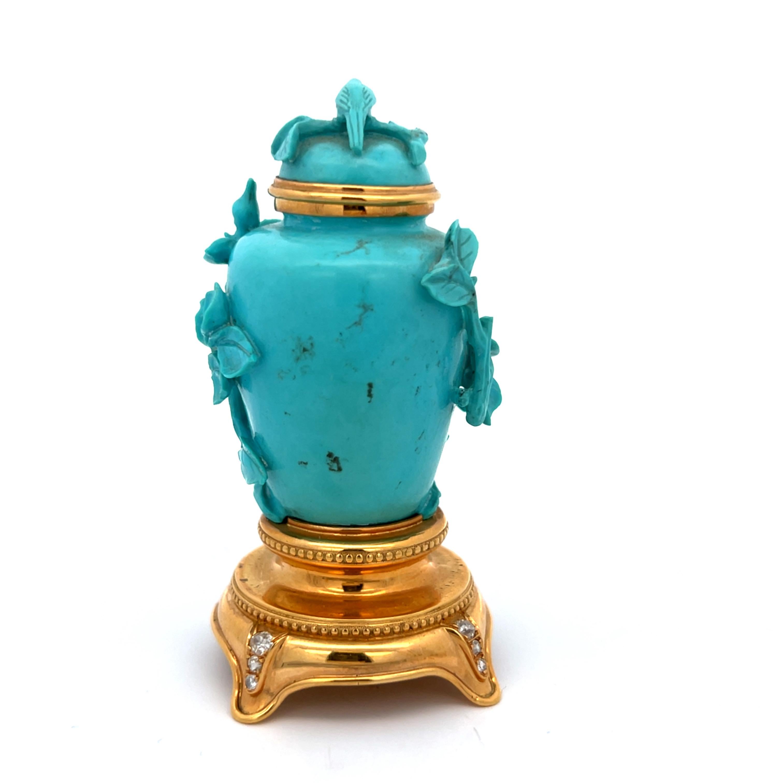Flacon à priser en turquoise et diamant en vente 3