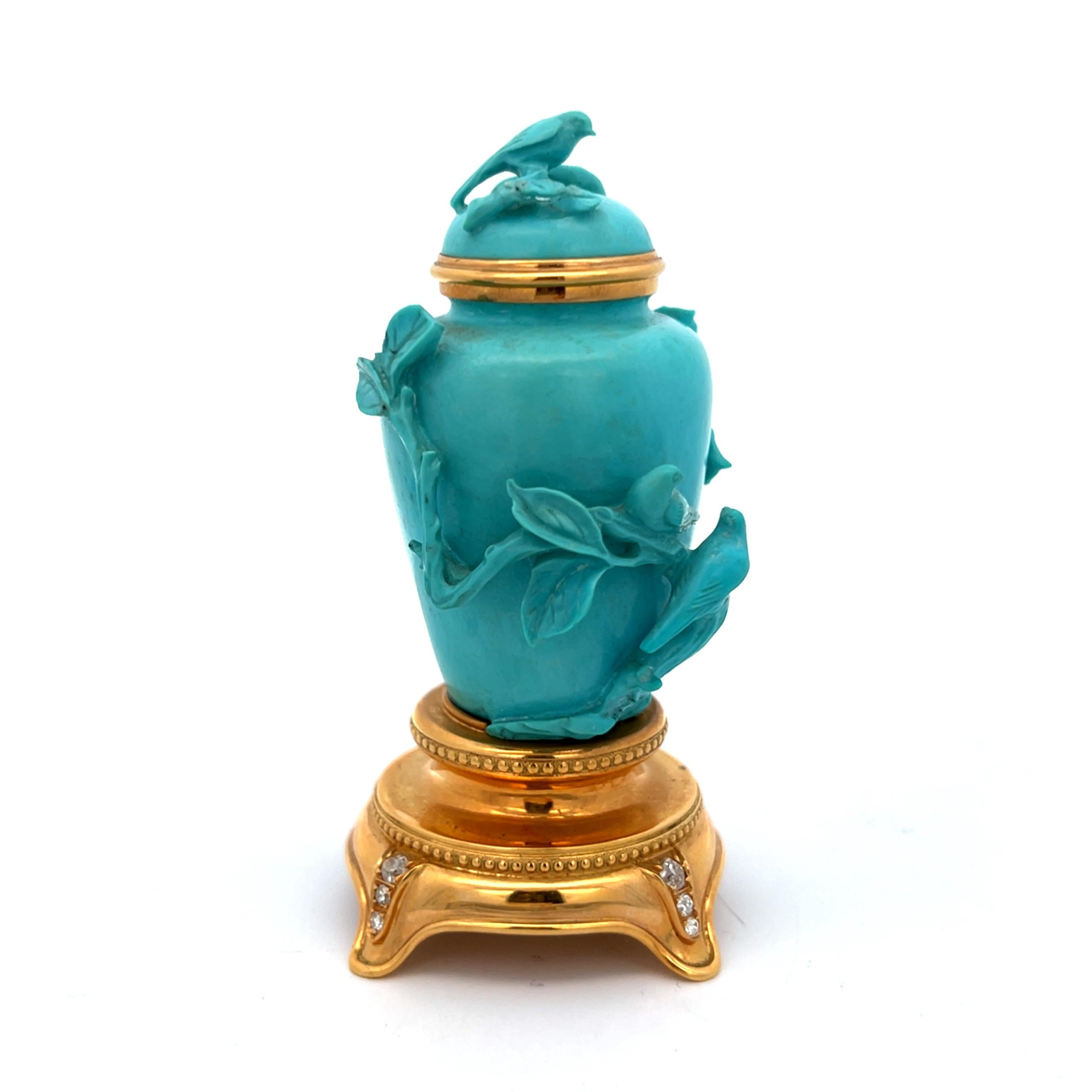 Flacon à priser en turquoise et diamant en vente 4