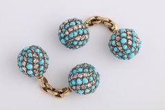 Turquoise and Diamond Victorian Cufflinks