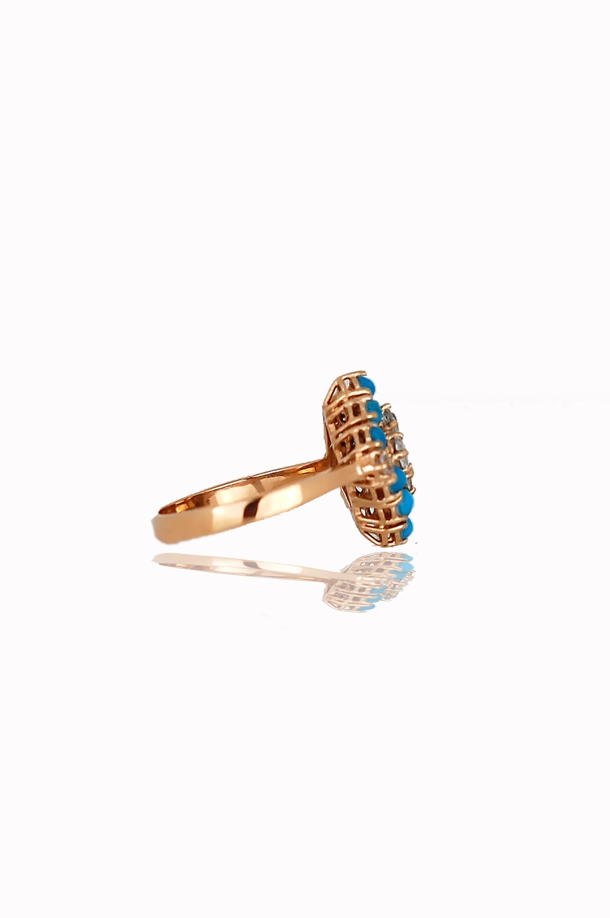 Retro Turquoise and Diamond Vintage Ring