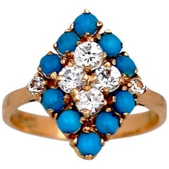 Turquoise and Diamond Vintage Ring