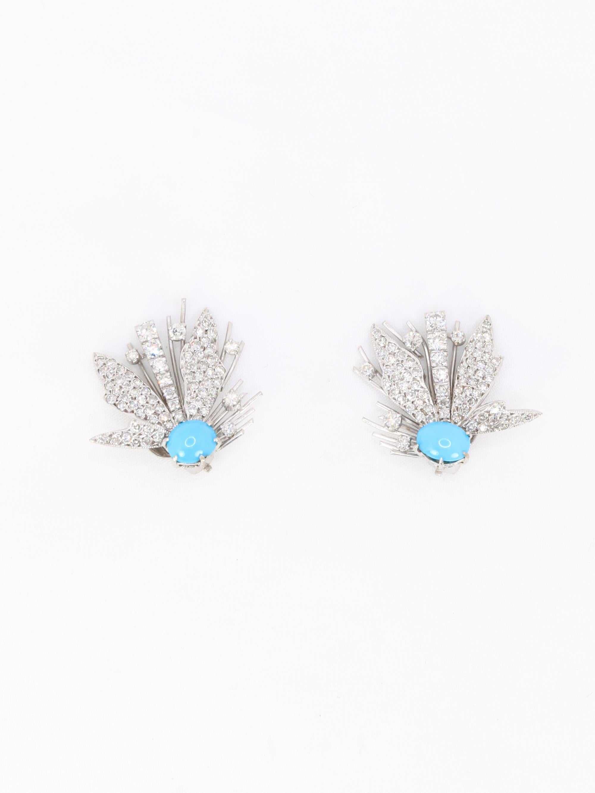 Türkis und Diamanten Anhänger Ohrringe Damen im Angebot
