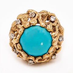 Turquoise and Diamonds Ring by George Weil
