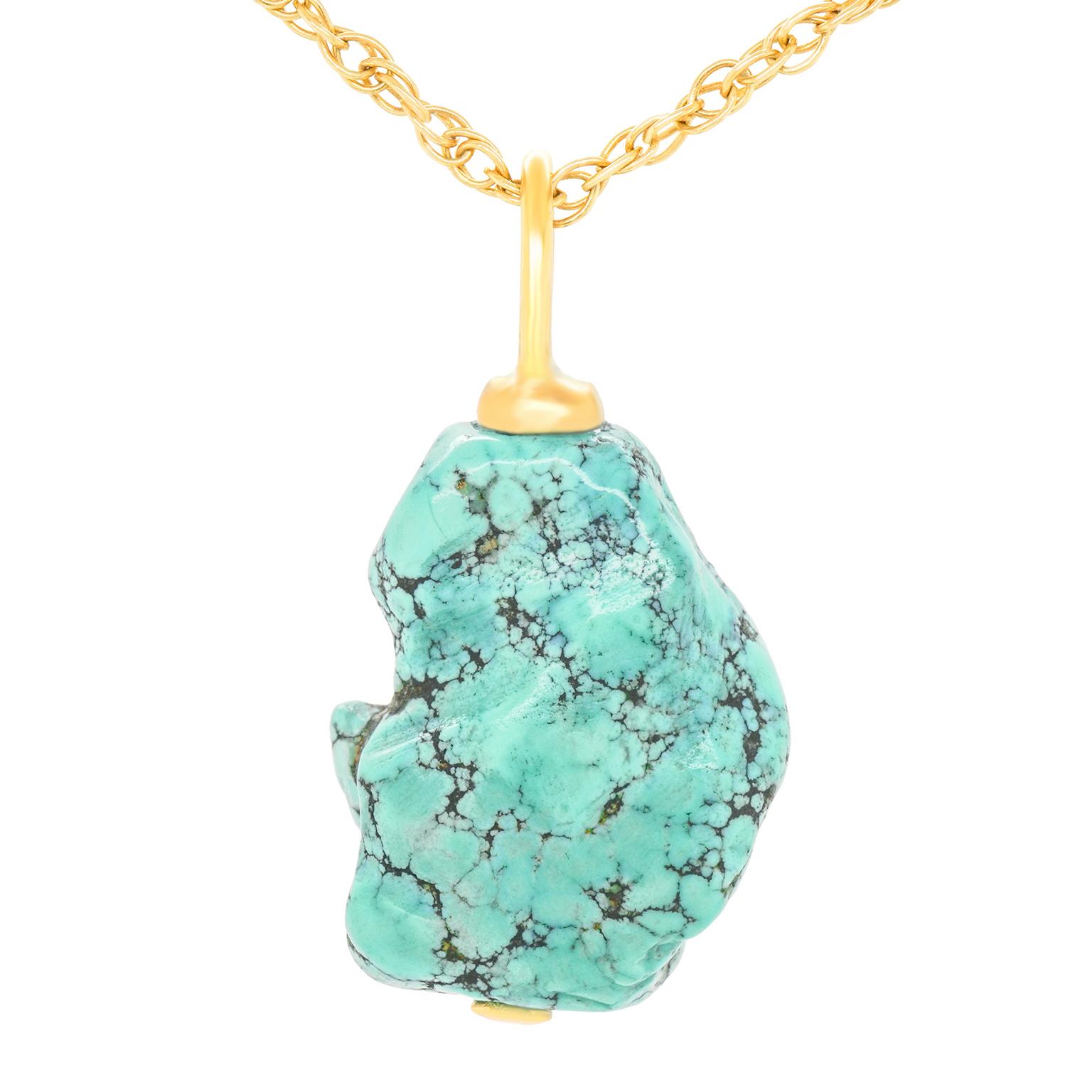 Turquoise and Gold Pendant For Sale 1