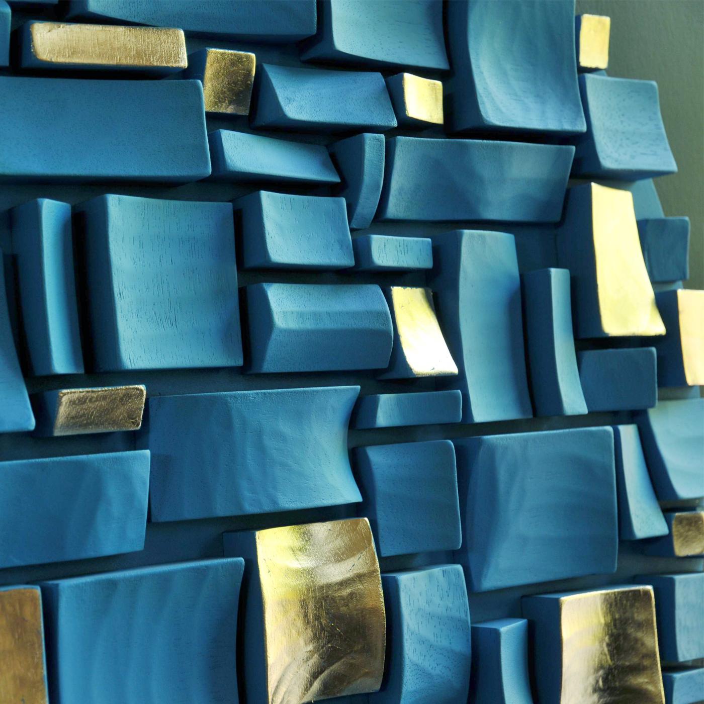 Modern Turquoise and Gold Wall Sculpture by Roberto Milan Scultura