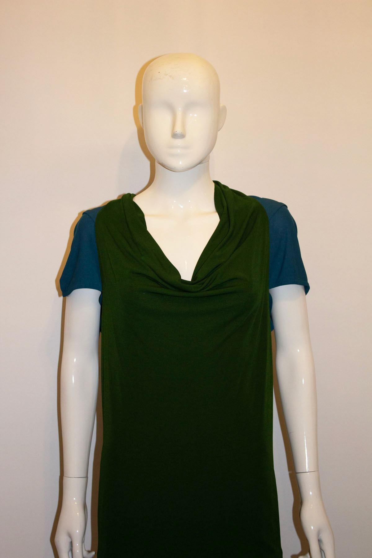 Turquoise and Green Block Colour Top by Roland Mouret In Good Condition For Sale In London, GB