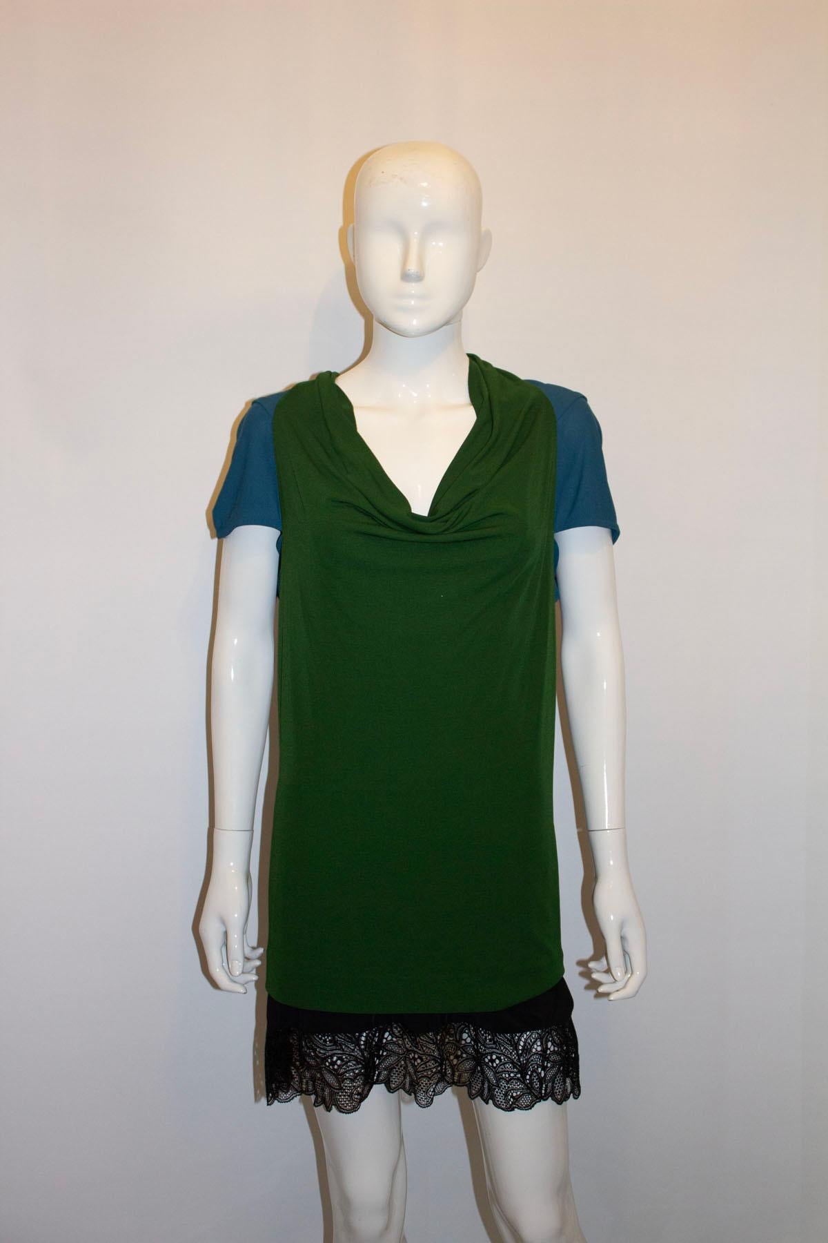 Women's or Men's Turquoise and Green Block Colour Top by Roland Mouret For Sale
