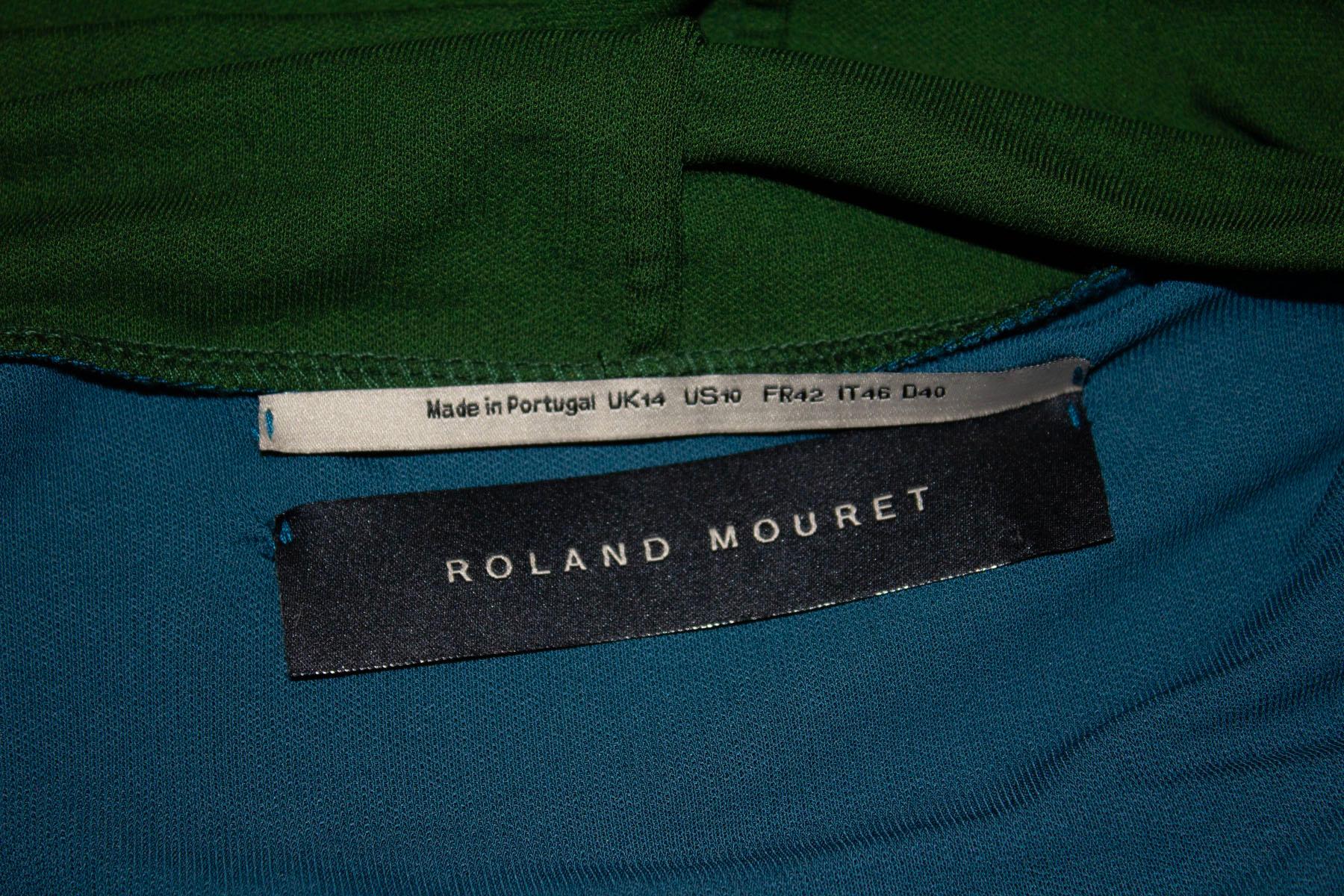 Turquoise and Green Block Colour Top by Roland Mouret For Sale 2