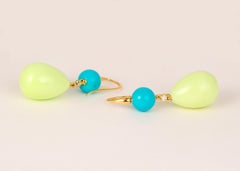 Turquoise and Lemon Chrysoprase Earrings