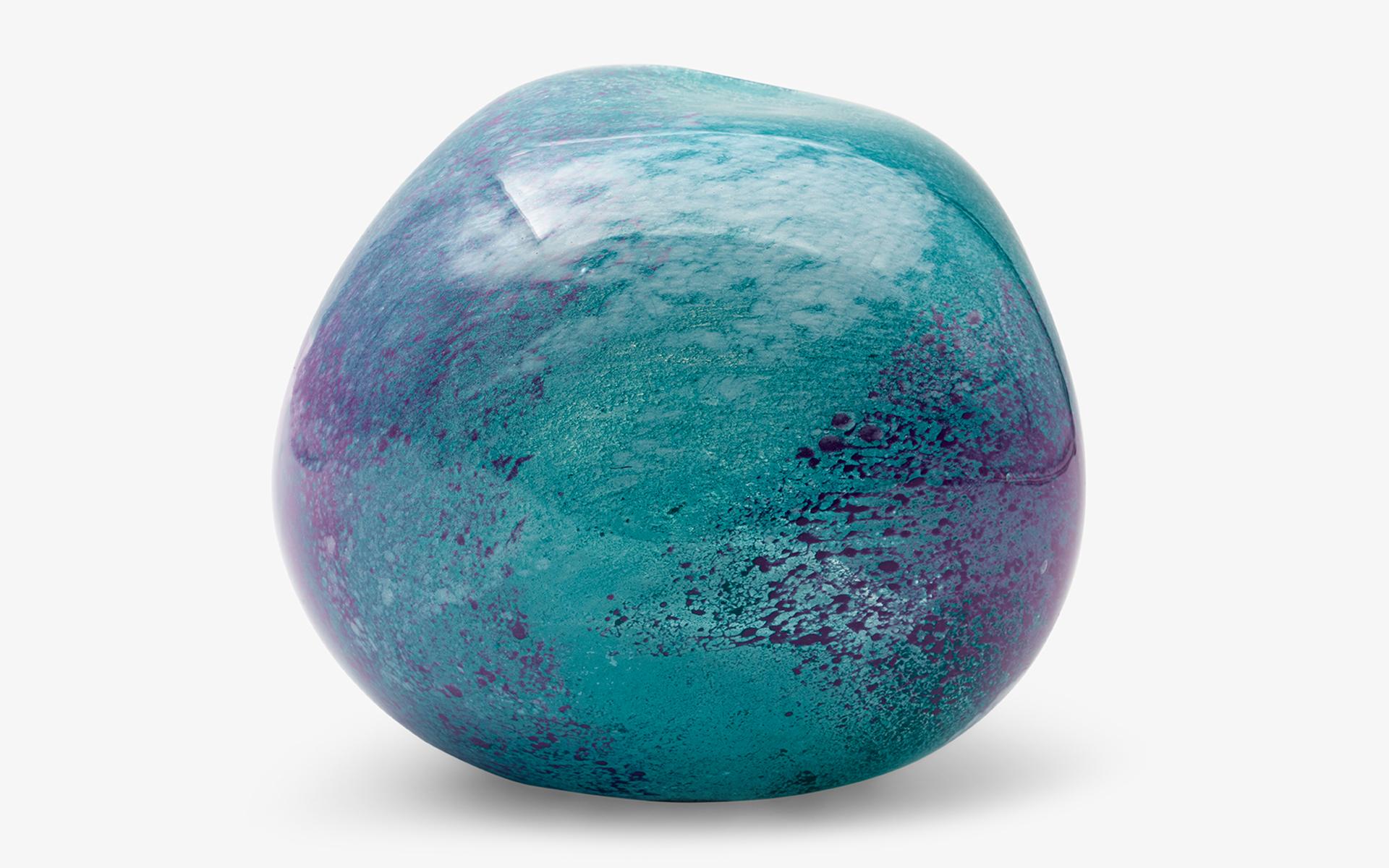 Organic Modern Turquoise and Lilac Color Amorphous Blown Glass Vase No:1