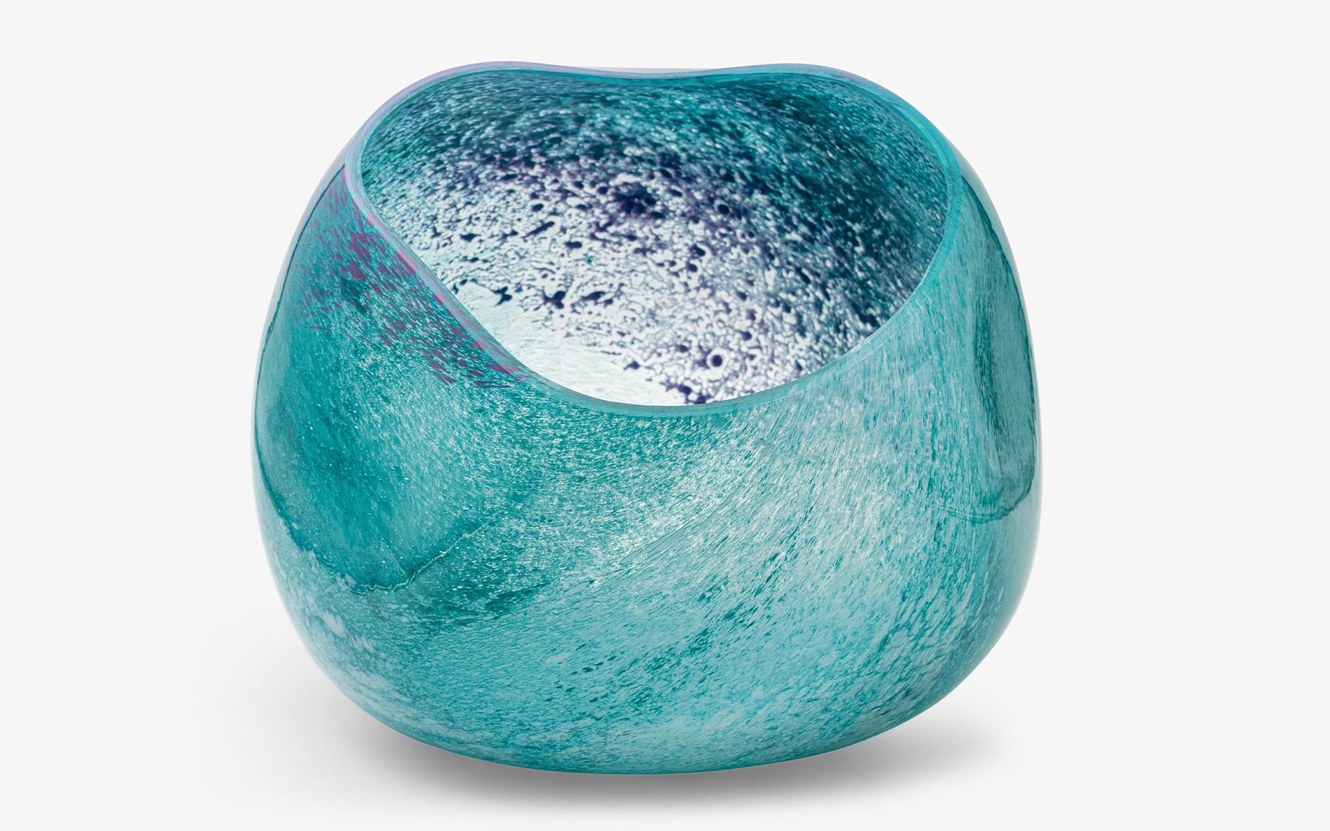 Organic Modern Turquoise and Lilac Color Amorphous Blown Glass Vase No:2