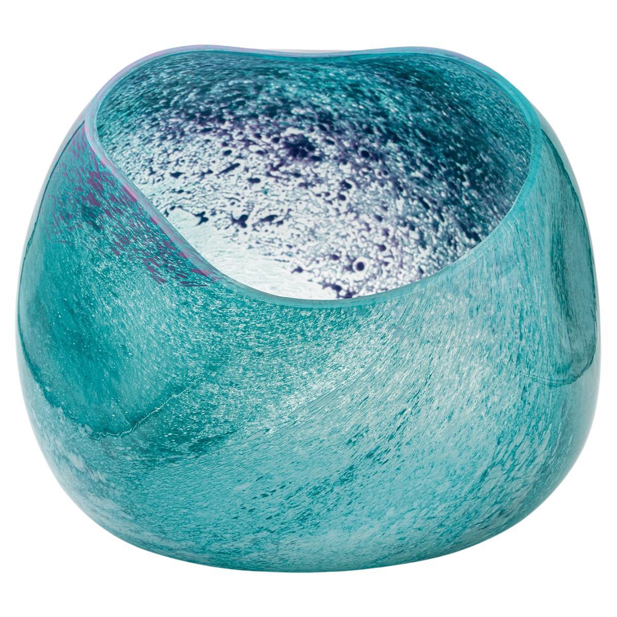Turquoise and Lilac Color Amorphous Blown Glass Vase No:2