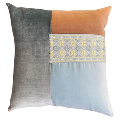 Turquoise and Mustard Velvet with Summer Ombre Linen Back