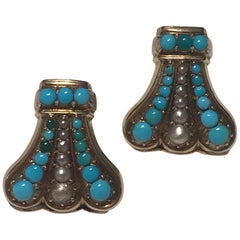 Turquoise and Pearl Edwardian Earrings