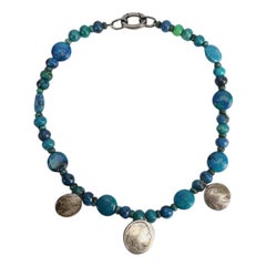 Collier de têtes d'indiennes américaines en turquoise et argent - Trouvaille de succession