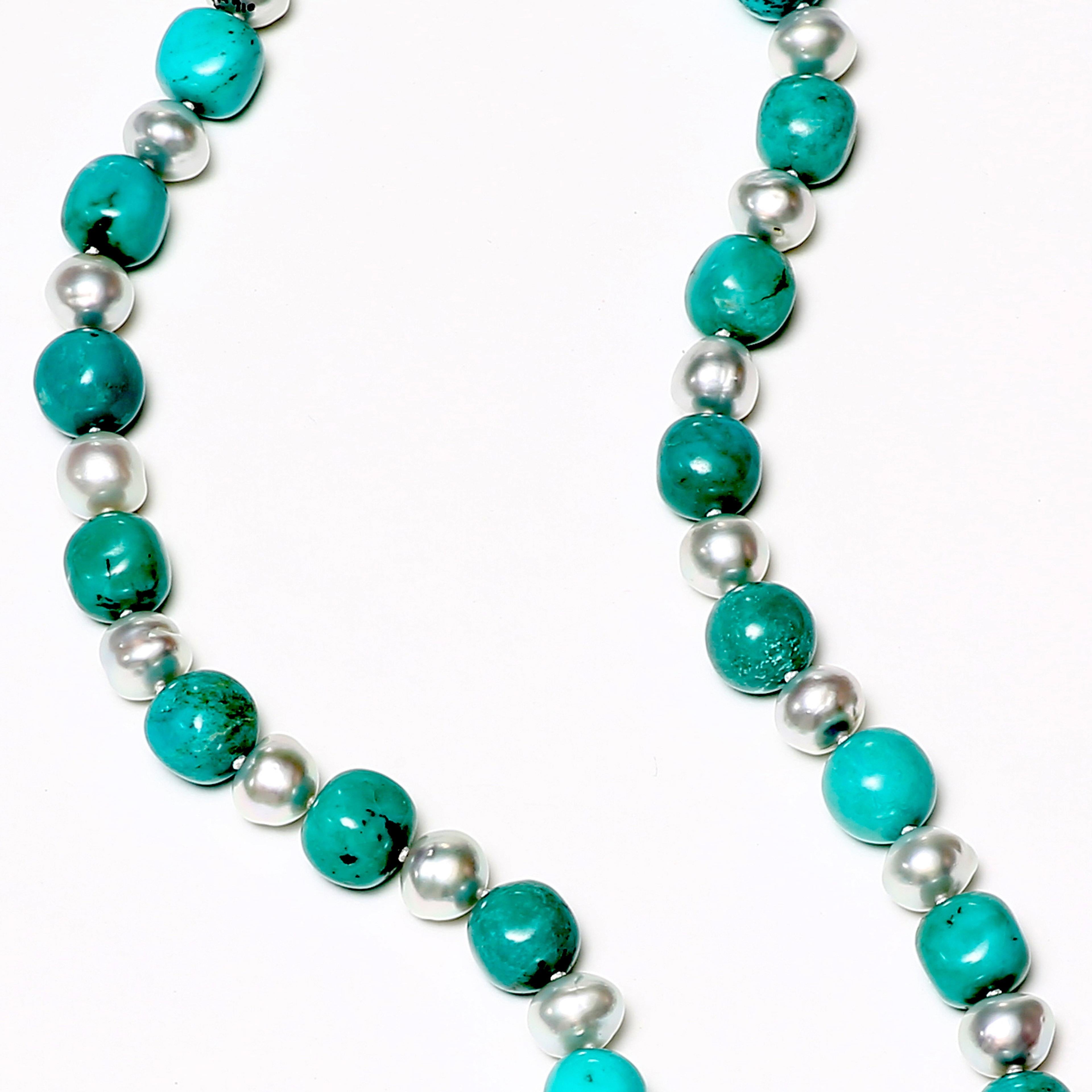 Women's Turquoise and Southsea Pearl Necklace For Sale