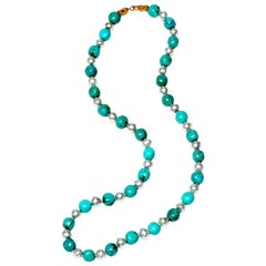 Collier de turquoises et de perles des mers du Sud